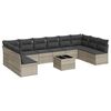 vidaXL Set de sof&aacute;s de jard&iacute;n 11 pzas y cojines rat&aacute;n sint&eacute;tico gris