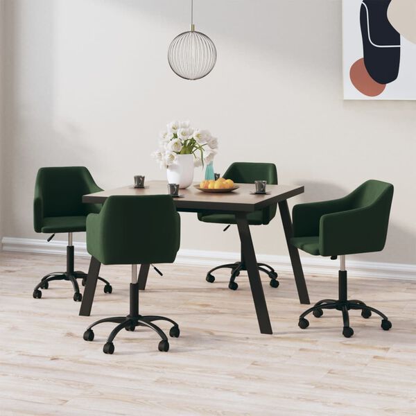 vidaXL Sillas de comedor giratorias 4 uds terciopelo verde oscuro