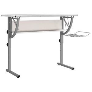 vidaXL Mesa de dibujo madera y acero blanco y gris 110x53x(58-87) cm