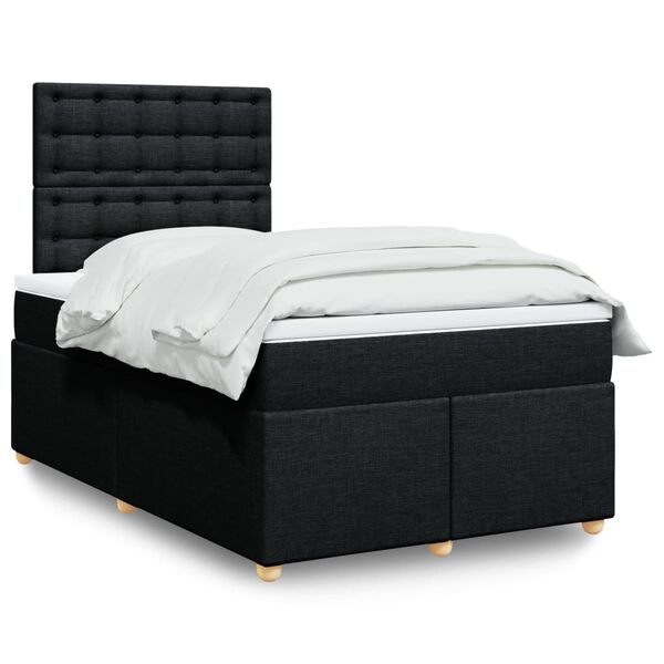 vidaXL Cama box spring con colch&oacute;n tela negro 120x200 cm