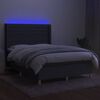 vidaXL Cama box spring colch&oacute;n y luces LED tela gris oscuro 140x190 cm