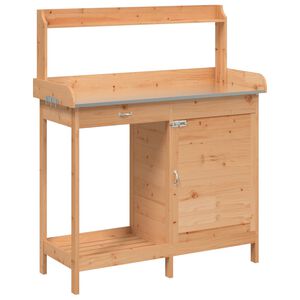 vidaXL Mesa para macetas con armario madera de abeto 110,5x45x124,5 cm
