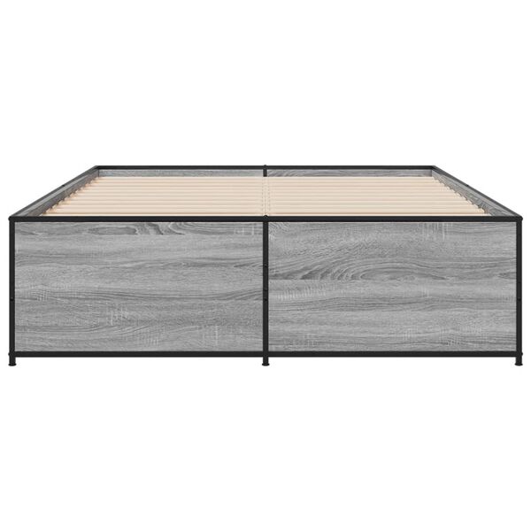 vidaXL Estructura cama madera ingenier&iacute;a metal gris Sonoma 135x190 cm