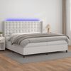 vidaXL Cama box spring colch&oacute;n y LED cuero sint&eacute;tico blanco 200x200 cm