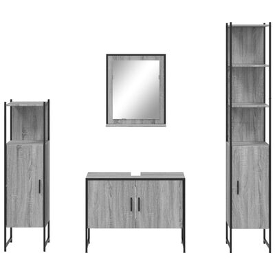vidaXL Set de armario de baño 4 pzas madera contrachapada gris sonoma