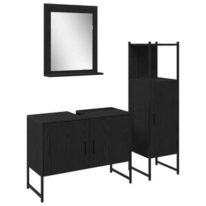 vidaXL Juego de muebles de ba&ntilde;o 3 pcs Negro Madera contrachapada