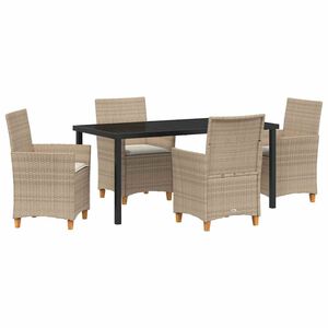 vidaXL Conjunto de Comedor de Jard&iacute;n 5 pcs Beige rat&aacute;n sint&eacute;tico