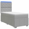 vidaXL Cama de muelles con LED y colch&oacute;n Gris Claro 100 x 200 cm Tela