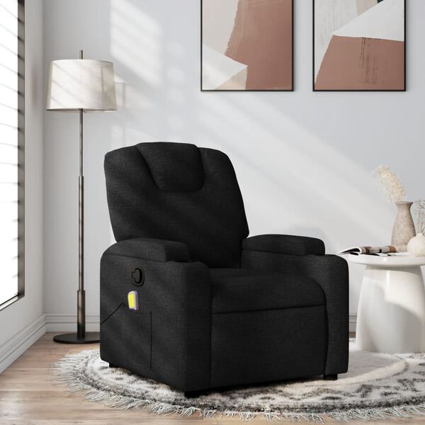 vidaXL Sill&oacute;n reclinable de masaje de tela negra
