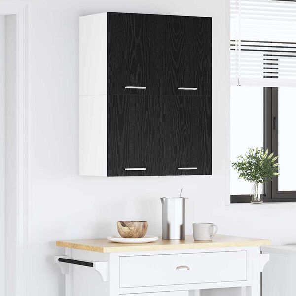 vidaXL Mueble colgante con puerta 2 pcs Roble Negro y 60 x 31 x 40 cm