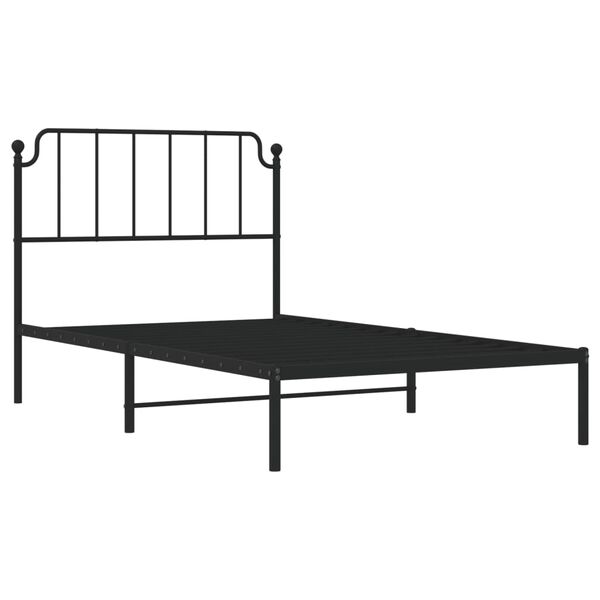 vidaXL Estructura cama sin colch&oacute;n con cabecero metal negro 107x203 cm