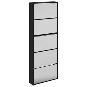 vidaXL Zapatero con espejo 5 niveles negro 63x17x169,5 cm