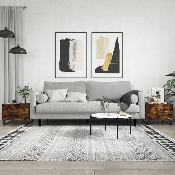 vidaXL Mesa de centro 2 uds madera ingeniería roble ahumado 50x50x40cm