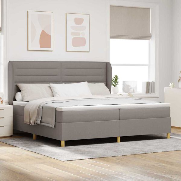 vidaXL Cama con Somier y Colch&oacute;n Gris Oscuro 90x190 cm de Tela Taup&eacute;