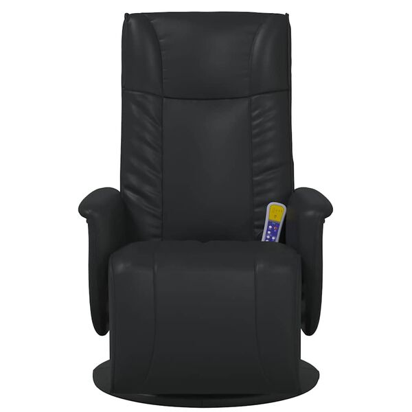 vidaXL Sill&oacute;n reclinable masaje con reposapi&eacute;s cuero sint&eacute;tico negro