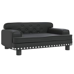 vidaXL Cama para perros de cuero sint&eacute;tico negra 70x45x30 cm