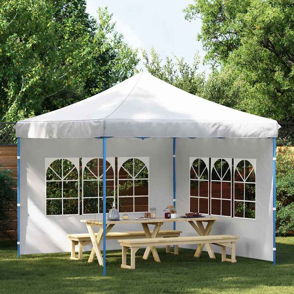 vidaXL Paredes laterales de carpa de fiesta con ventana 2uds PE blanco