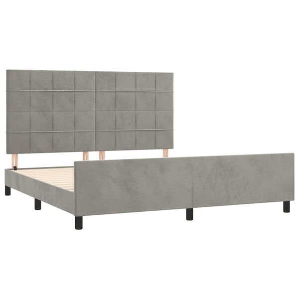 vidaXL Estructura de cama sin colch&oacute;n terciopelo gris claro 160x200 cm