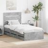 vidaXL Estructura de cama Gris Concreto 75 x 190 cm Madera Ingenieril