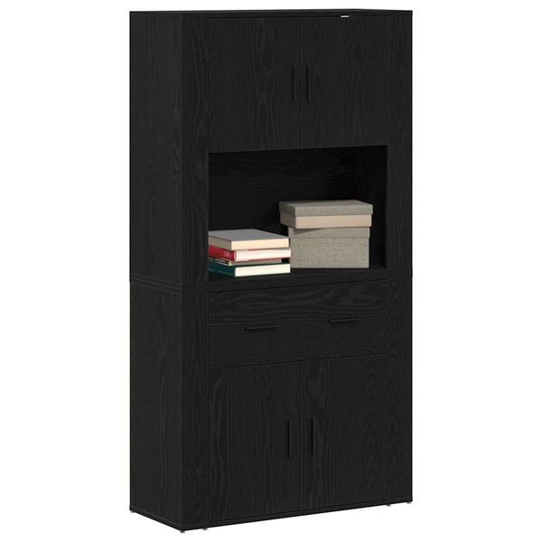 vidaXL Highboard Roble negro 80 x 33 x 150 cm Madera contrachapada