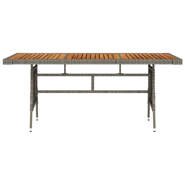 vidaXL Mesa de jardín ratán PE y acacia maciza gris 160x70x72 cm