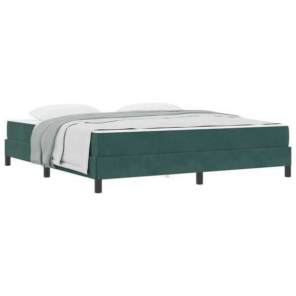 vidaXL Cama tipo Box Spring con colch&oacute;n Verde oscuro 180 x 210 cm tela