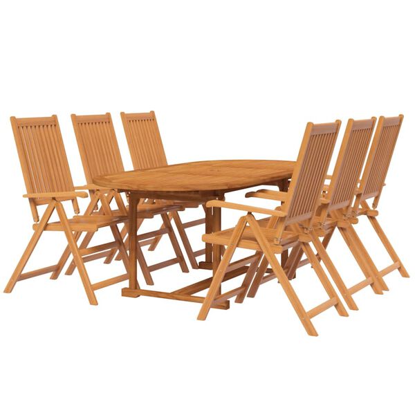 vidaXL Juego de comedor para jard&iacute;n 7 piezas madera maciza de acacia 120-170 cm