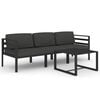 vidaXL Set muebles de jard&iacute;n 4 pzas y cojines aluminio gris antracita