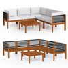 vidaXL Conjunto de jard&iacute;n de 6 piezas con cojines, madera color crema, acacia y cuerda
