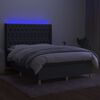 vidaXL Cama box spring colch&oacute;n y luces LED tela gris oscuro 140x190 cm