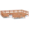 vidaXL Juego muebles de jard&iacute;n 12 pzas madera maciza pino marr&oacute;n miel