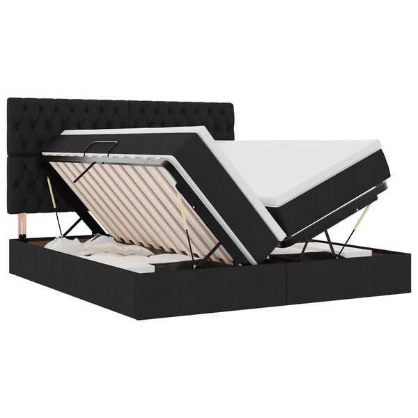 vidaXL Cama con almacenamiento Negro 200 x 200 cm Cuero sint&eacute;tico