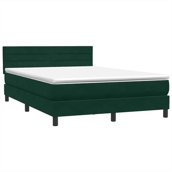vidaXL Cama box spring con colch&oacute;n terciopelo verde oscuro 160x220 cm