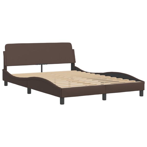 vidaXL Cama Viana con colch&oacute;n cuero sint&eacute;tico marr&oacute;n 140x190 cm