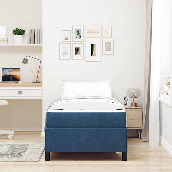 vidaXL Cama tipo Box Spring con colch&oacute;n Azul 90 x 190 cm tela