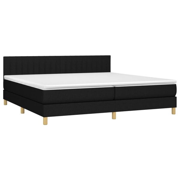 vidaXL Cama box spring con colch&oacute;n LED tela negro 200x200 cm