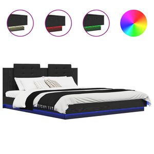 vidaXL Estructura de cama con cabecero Roble Negro 180 x 200 cm