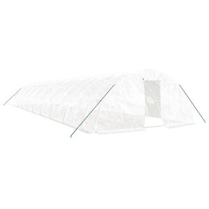 vidaXL Invernadero con estructura de acero blanco 90 m&sup2; 18x5x2,3 m