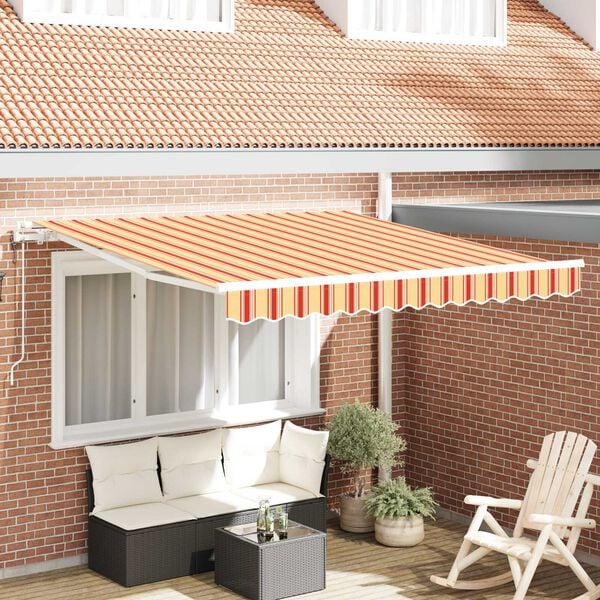 vidaXL Toldo Retráctil Amarillo y Naranja 350 x 250 cm Tela y acero