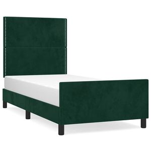 vidaXL Estructura de cama sin colch&oacute;n terciopelo verde oscuro 90x200cm