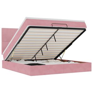 vidaXL Estructura de cama otomana colchones terciopelo rosa 180x200cm
