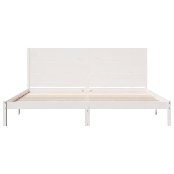 vidaXL Cama extralarga sin colch&oacute;n madera maciza blanca 180x210 cm