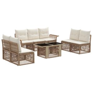 vidaXL Conjunto de sof&aacute;s de jard&iacute;n 8 uds. Beige y blanco crema