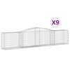 vidaXL Cestas de gaviones 9 uds forma de arco hierro 400x50x80/100 cm