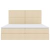 vidaXL Cama con almacenamiento Crema 200 x 200 cm Cuero sint&eacute;tico