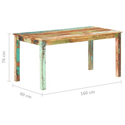 vidaXL Mesa de comedor de madera maciza reciclada 160x80x76 cm