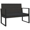 vidaXL Banco de jard&iacute;n con cojines rat&aacute;n sint&eacute;tico negro 106 cm
