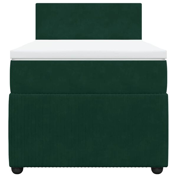 vidaXL Cama box spring con colch&oacute;n terciopelo verde oscuro 80x200 cm