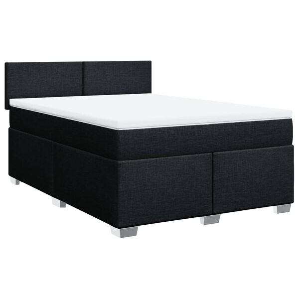vidaXL Cama box spring con colch&oacute;n tela negro 160x200 cm