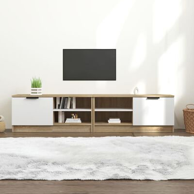vidaXL Mueble TV 2 pzas madera contrachapada blanco roble 80x35x36,5cm